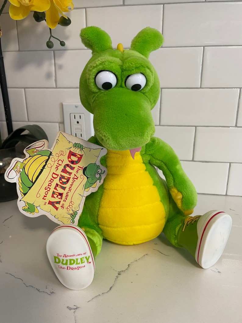 Vintage 1995 Adventures of DUDLEY THE DRAGON 14 Plush Stuffed Animal w/ Tag image 4