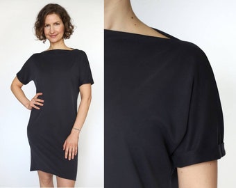 Little black dress | minimalist elegant dress | casual tshirt dress | everyday jersey dress | designer dress | short sleeve summer dress |