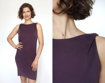 V back purple short tube dress | sleeveless tank dress | summer dress | viscose dress | cocktail dress | elegant party dress | gift for her