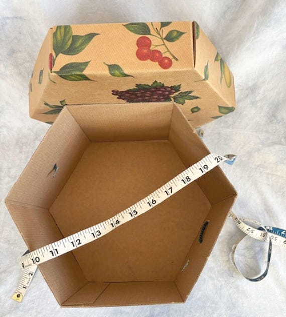 Six-sided Hatbox with Fruit Pattern 10" - image 5