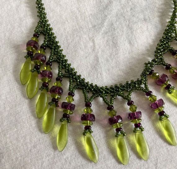 Victorian-style seed bead necklace. Gothic neckla… - image 3