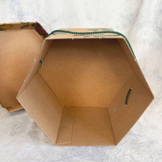 Six-sided Hatbox with Fruit Pattern 10" - image 4