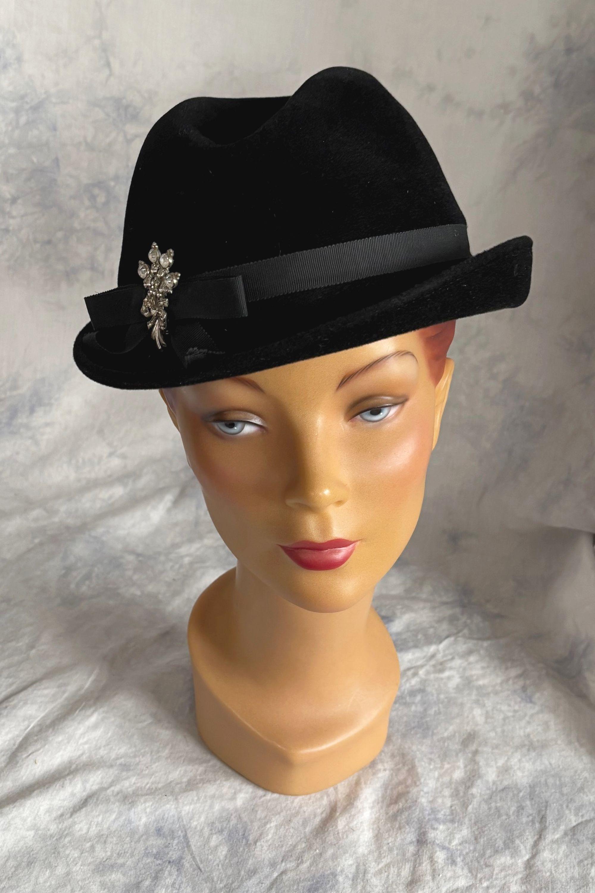 Navy Blue Bowler Hat Gene Doris Hat - Main Image