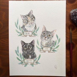 Cat Portrait Custom Cat Portrait Custom Pet Portrait Watercolor Pet Portrait Cat Portrait Custom Cat Art Cat memorial Cat Watercolor Art image 10