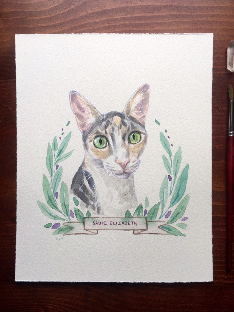 Cat Portrait Custom Cat Portrait Custom Pet Portrait Watercolor Pet Portrait Cat Portrait Custom Cat Art Cat memorial Cat Watercolor Art image 6