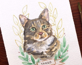Custom Watercolor Cat Portrait: Hand-Painted Pet Memorial Art