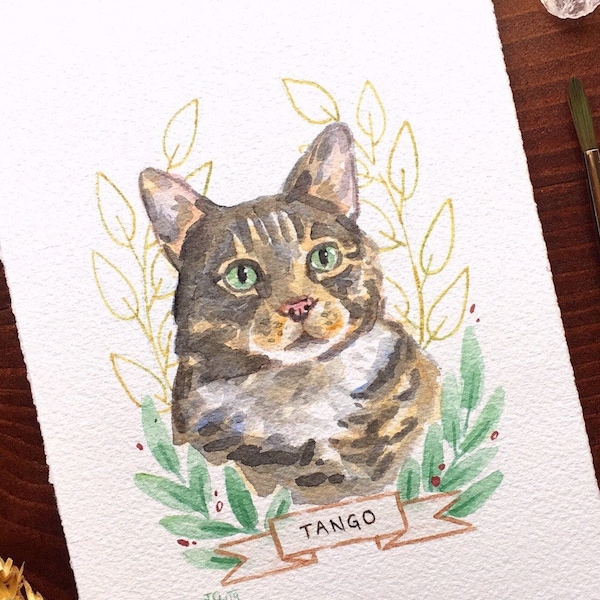 Cat Portrait Custom Cat Portrait Custom Pet Portrait Watercolor Pet Portrait Cat Portrait Custom Cat Art Cat memorial Cat Watercolor Art