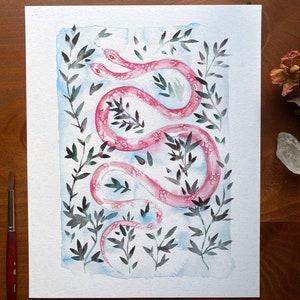 Rebirth: Pink Snake Watercolor Wall Art