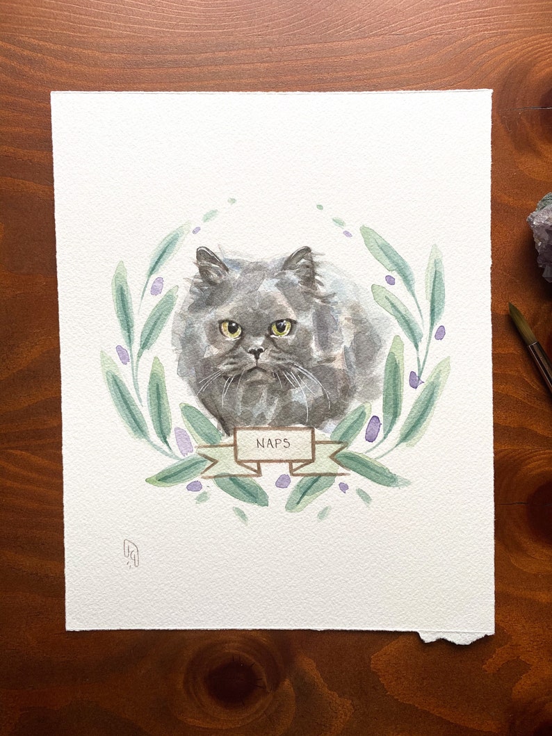 Cat Portrait Custom Cat Portrait Custom Pet Portrait Watercolor Pet Portrait Cat Portrait Custom Cat Art Cat memorial Cat Watercolor Art image 5