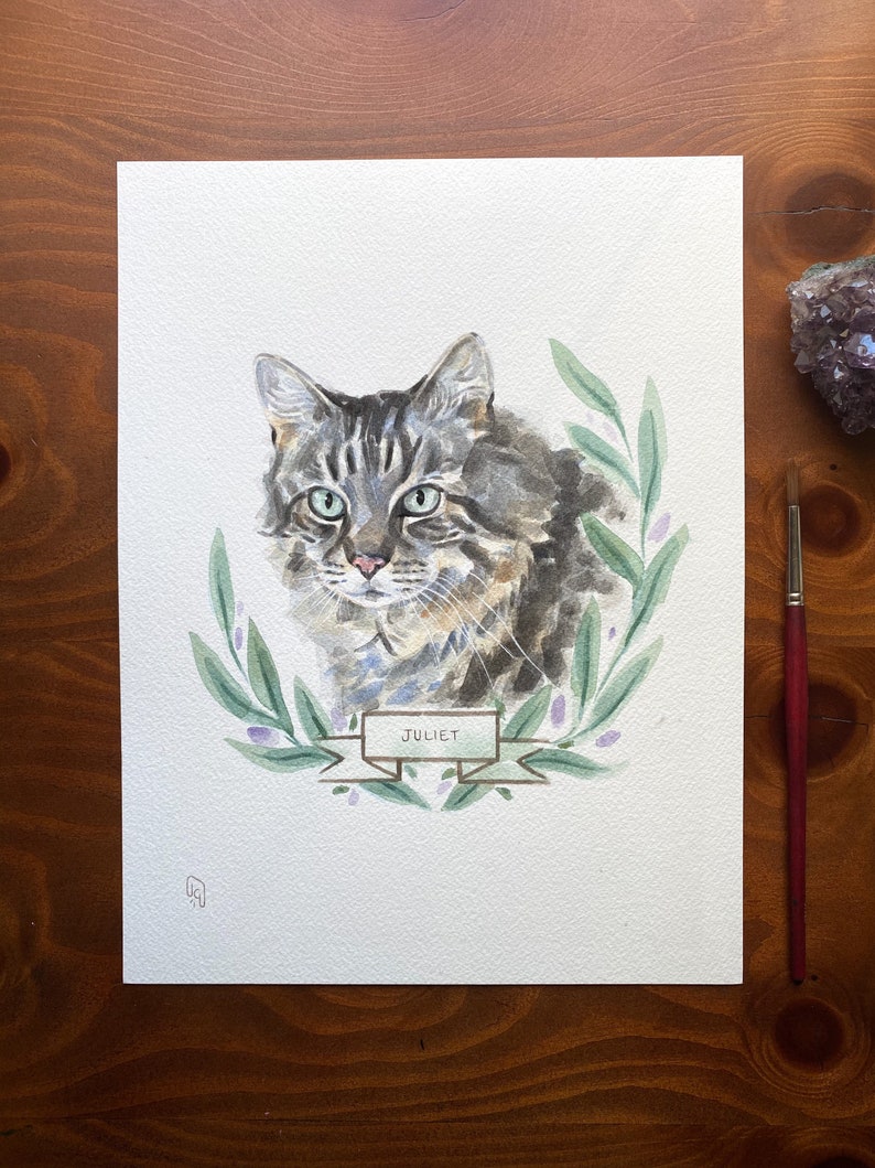 Cat Portrait Custom Cat Portrait Custom Pet Portrait Watercolor Pet Portrait Cat Portrait Custom Cat Art Cat memorial Cat Watercolor Art image 7