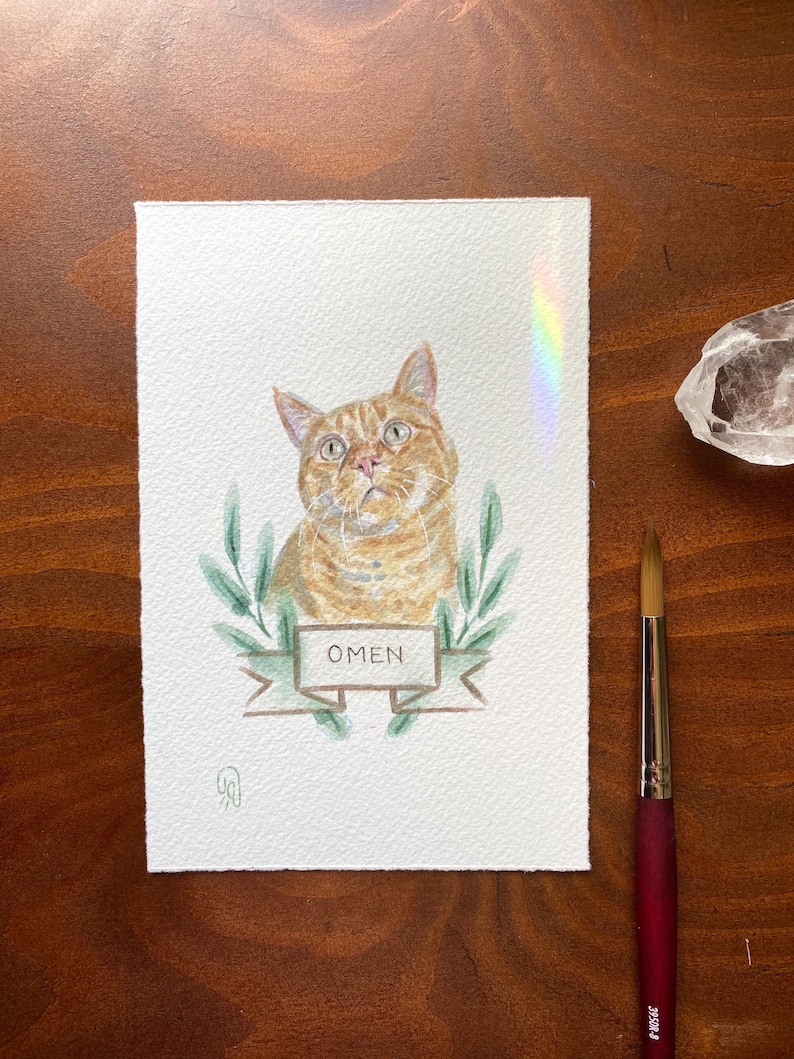 Cat Portrait Custom Cat Portrait Custom Pet Portrait Watercolor Pet Portrait Cat Portrait Custom Cat Art Cat memorial Cat Watercolor Art image 4