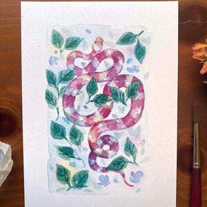 In the Water: Snake Watercolor Art Print