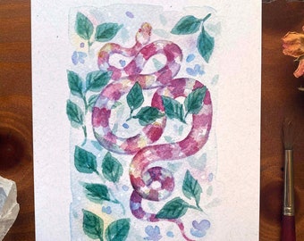 In the Water: Snake Watercolor Art Print