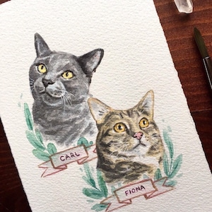 Cat Portrait Custom Cat Portrait Custom Pet Portrait Watercolor Pet Portrait Cat Portrait Custom Cat Art Cat memorial Cat Watercolor Art image 8