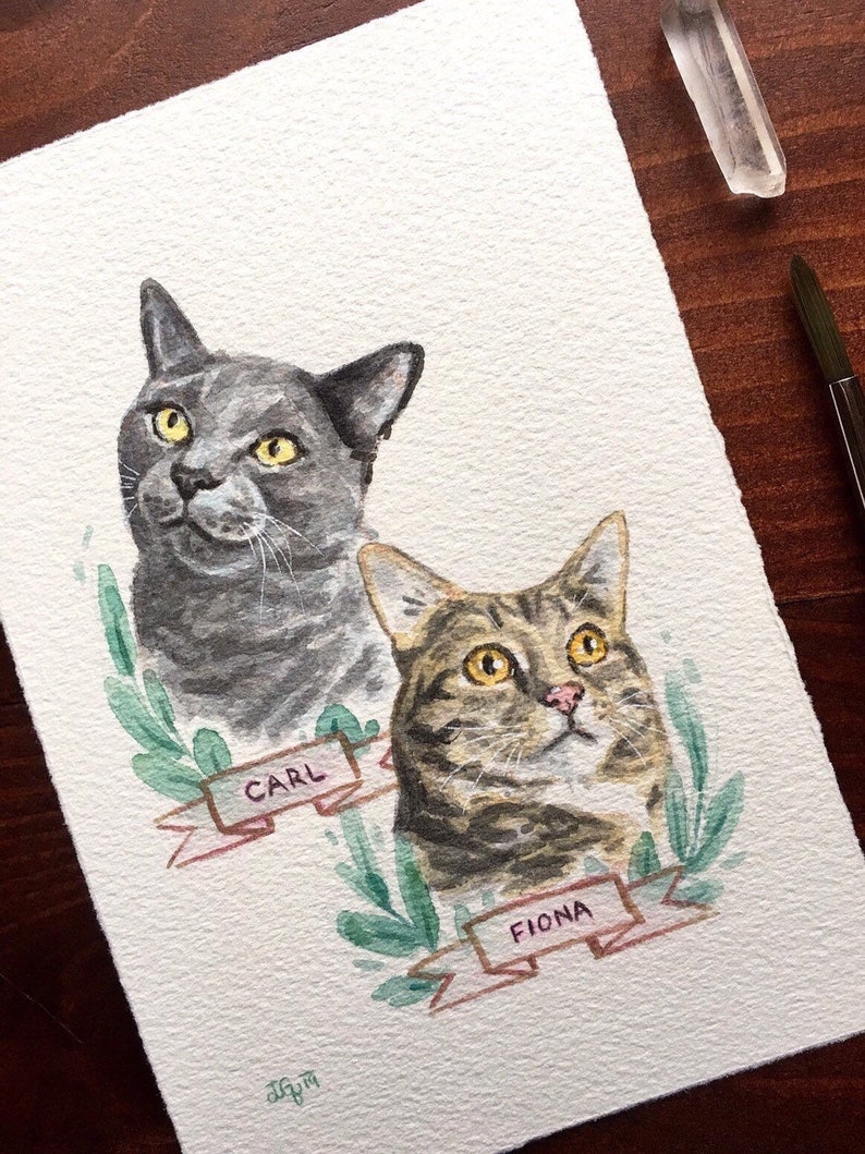 Cat Portrait Custom Cat Portrait Custom Pet Portrait Watercolor Pet Portrait Cat Portrait Custom Cat Art Cat memorial Cat Watercolor Art image 8