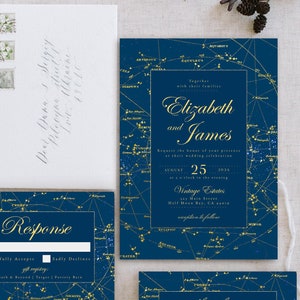 Celestial Wedding Invitation Template, Starry Night Wedding, Constellation Wedding, Star Chart Invitation/Editable Template/Digital Download