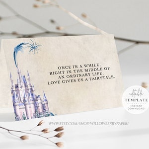Editable Castle Thank You Card Template, Wedding Thank You, Bridal Shower Thank You, Bridesmaid Thank, Flat & Folded, Editable Template, C49