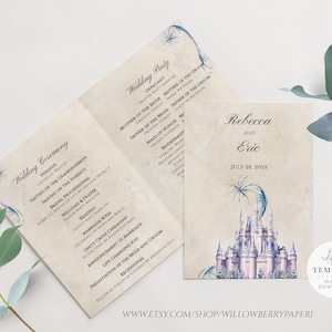 Castle Wedding Program Template, Fairytale Wedding, Princess Wedding Programs, Storybook Wedding, Happily Ever After, Digital Download, C49