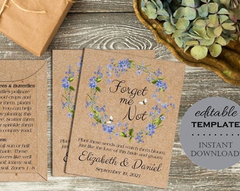 Printable Seed Packet Custom Wedding Favour Let Love