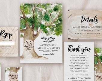 Rustic Oak Tree Wedding Invitation Templates, Trees Wedding Invitation, Outdoor Wedding, Nature Wedding, Editable Template, O69