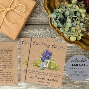 DIY Rustic Kraft OR White Seed Packet Wedding Favor Template, Country Lavender Shower Favor/Personalized Envelope/Digital Download Printable