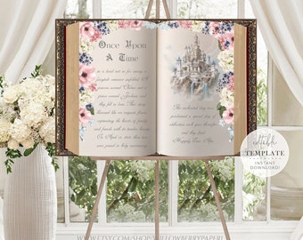 Fairytale Wedding Welcome Sign, Princess Wedding, Fantasy Wedding, Royal Wedding, Medieval Wedding Signage, Printable Editable Template, H21
