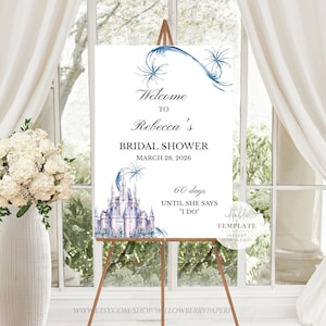 Fairytale Bridal Shower Welcome Sign, Princess Wedding Welcome Sign, Once Upon A Time, Wedding Signage, Printable Editable Template C32