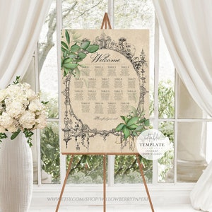 Vintage Royal Wedding Seating Chart Template, Find Your Seat Sign, Fairytale Table Seating Plan, Victorian Wedding Seating Sign, Q17