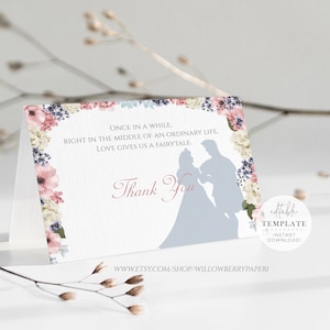 Editable Fairytale Thank You Card Template, Wedding Thank You, Bridal Shower Thank You, Bridesmaid Thank, Flat & Tent, Editable Template H21