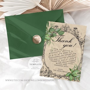 Editable Fairytale Thank You Card Template, Wedding Thank You, Bridal Shower Thank, Bridesmaid Thank, Editable Template/Digital Download Q17