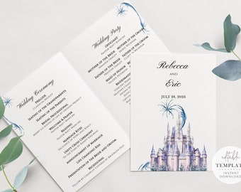 Castle Wedding Program Template, Fairytale Wedding, Princess Wedding Programs, Storybook Wedding, Happily Ever After, Digital Download, C32