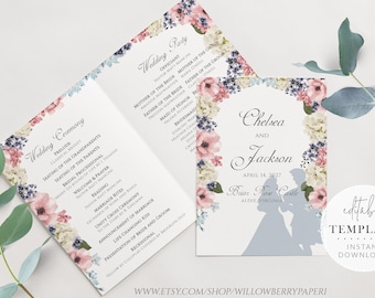 Wedding Program Template, Fairytale Wedding, Princess Wedding Programs, Storybook Wedding, Happily Ever After, Digital Download, H21