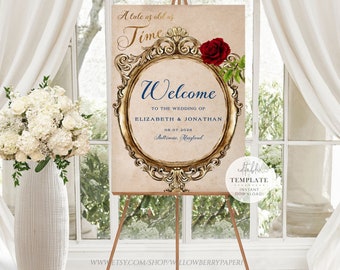 Fairytale Wedding Welcome Sign, Princess Wedding, Tale as Old as Time, Gothic Wedding, Wedding Signage, Printable Editable Template, B73