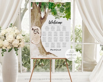 Rustic Oak Tree Seating Chart Template, Tree Wedding Seating Sign, Outdoor Wedding Table Seating Plan, Nature Wedding, Digital Download, O69