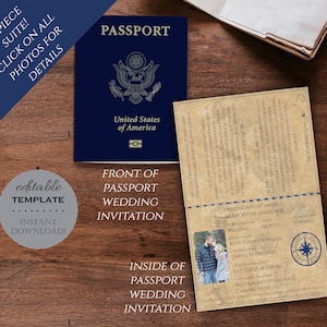 Passport Wedding Invitation Templates, Map Destination Wedding Invitation, Travel Boarding Pass, Travel Journal Digital Download, A77