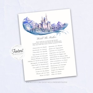 Bridal Shower Game, Would She Rather Bridal Game, Fairytale Wedding Shower Games, Princess Wedding, Printable Game, Instant Download, C32