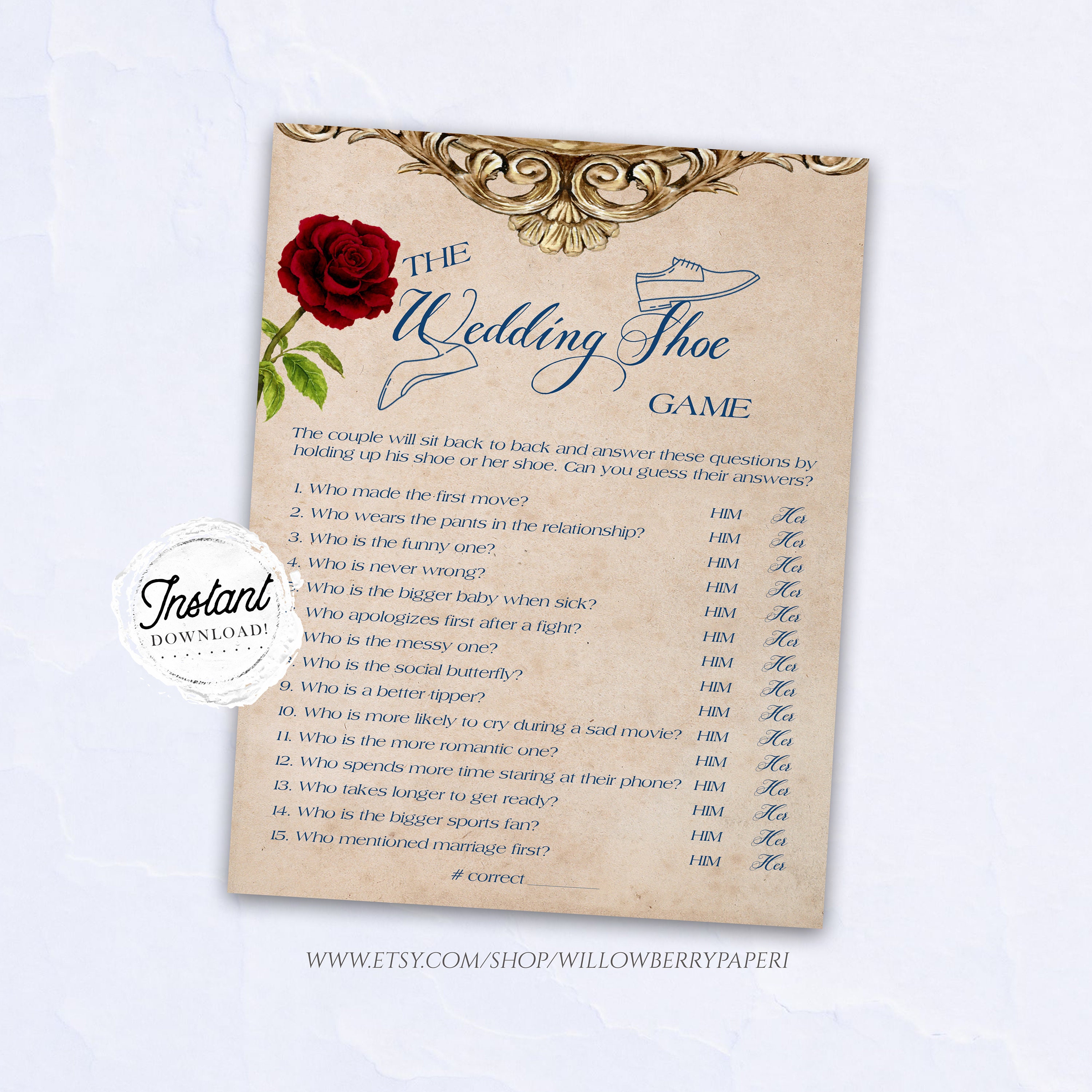 Bridal Shower Game Wedding Shoe Game Fairytale Wedding - Etsy