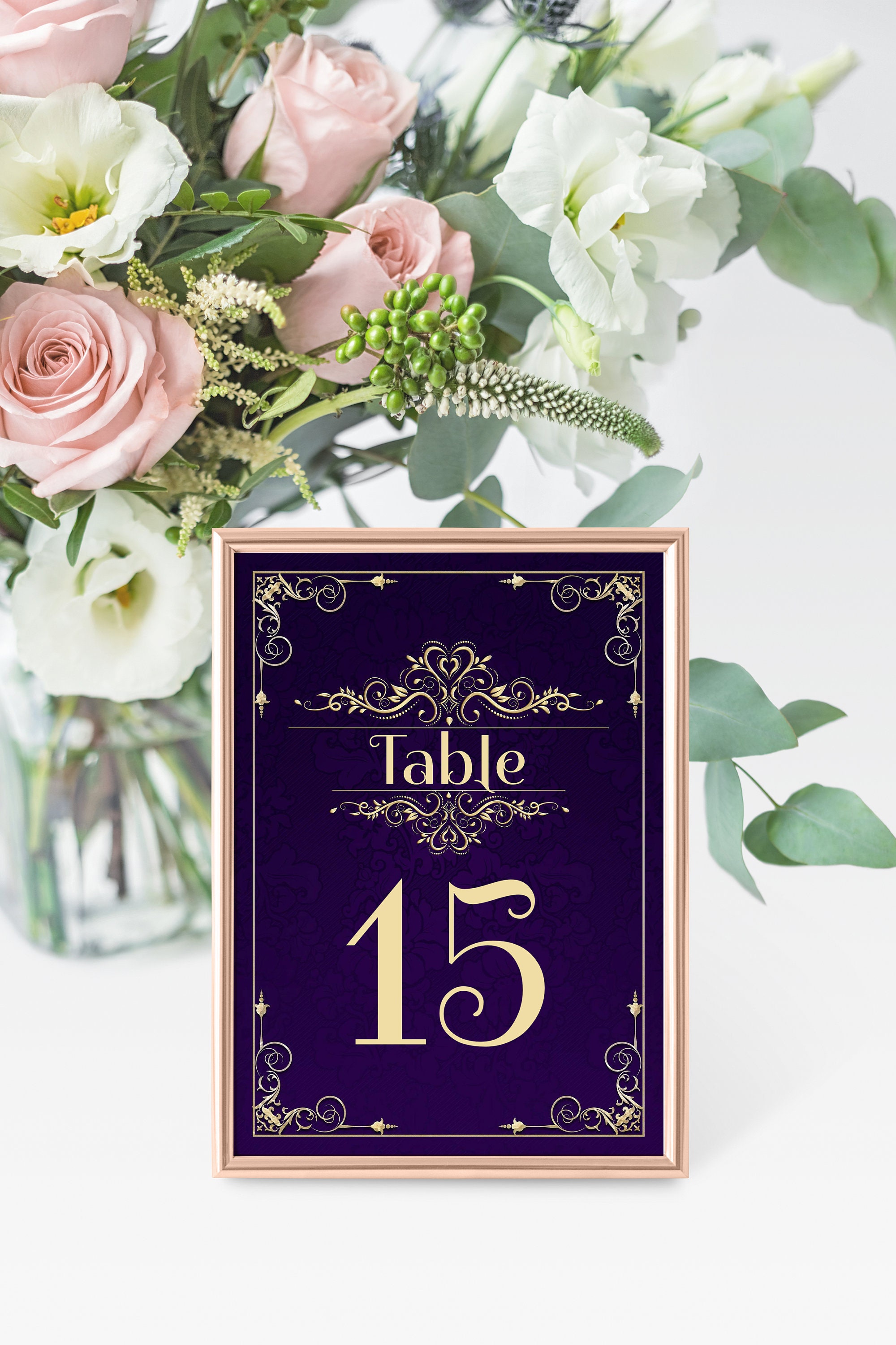 Royal Blue and Gold Table Numbers, Printable, Editable Template, Instant Download!
