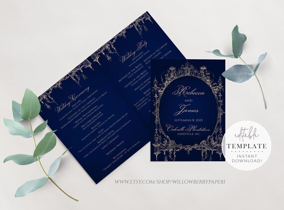 Vintage Wedding Program Template Fairytale Wedding Program - Etsy