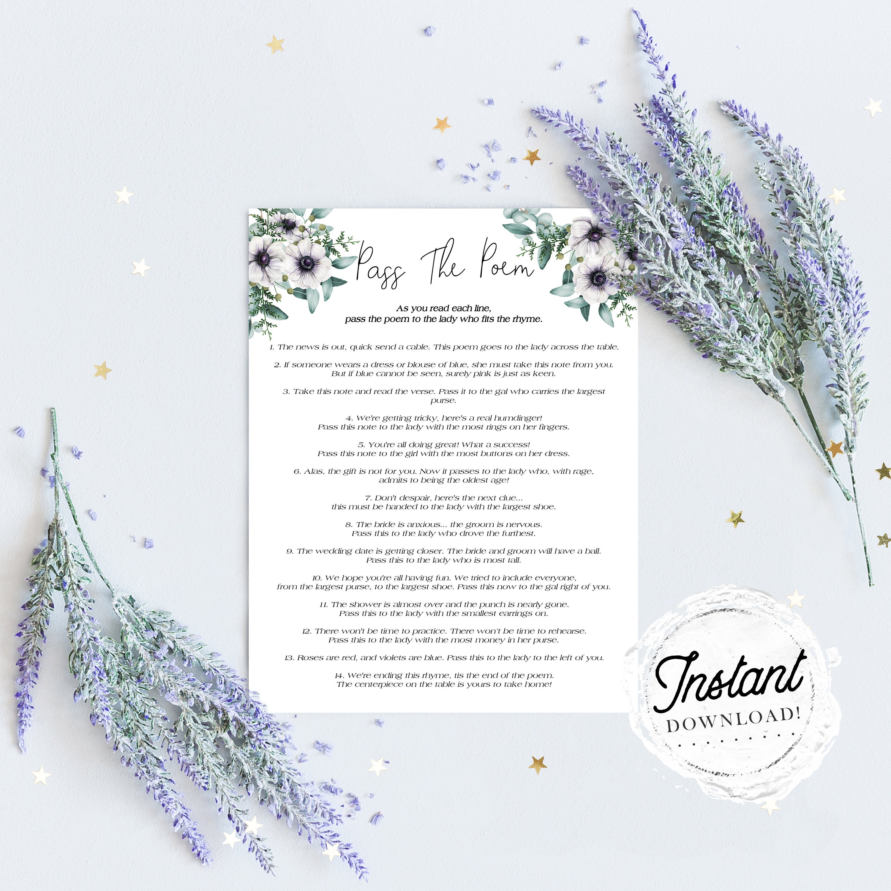 Bridal Shower Game Pass the Poem Bridal Game Country Wedding - Etsy