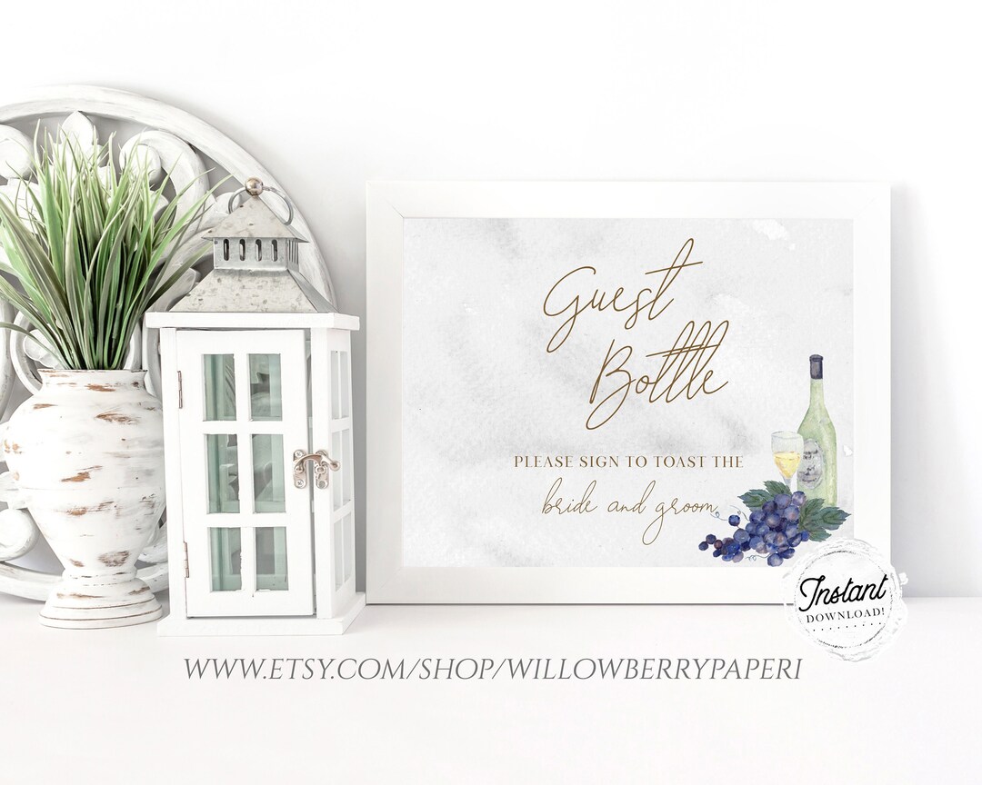 Winery Please Sign Guest Bottle Sign, Wine Bottle Guest Book Alternative, Guestbook Printable ...