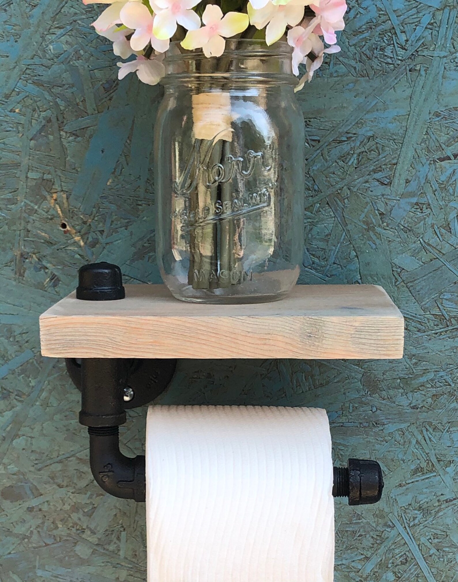 Soporte de papel higiénico y estante de madera de cedro | Etsy