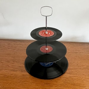 Record cake stand Retro, Three tier cake stand, cream teas, afternoon tea, parties