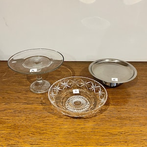 Glass or stainless steel vintage cake stands for afternoon tea, cream teas, dressing table or gift,