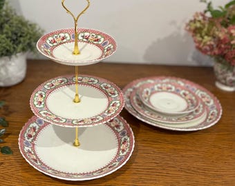 Beautiful vintage china 3 Tier cake stand, afternoon tea