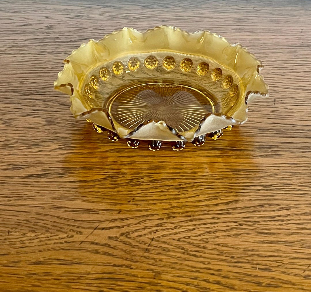 Prunt Art Deco Davidsons Amber Glass ‘blackberry Prunt’ Bowl, Dish - Etsy