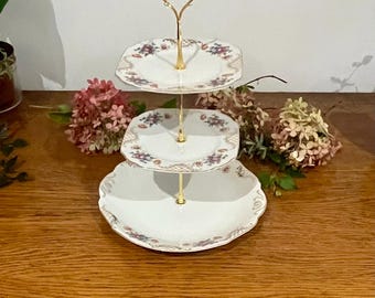 Beautiful vintage china 3 Tier cake stand, afternoon tea