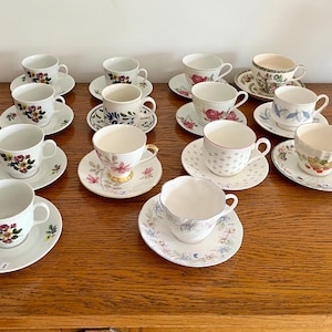 Vintage cup and saucers, ideal for High teas, weddings, baby showers, birthdays etc