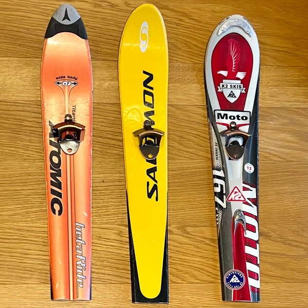 ski ornaments beer opener or garden thermometer, skier gift