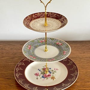 Beautiful Vintage china Three tier cake stand,